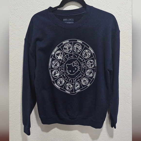 Hello Kitty & Friends Zodiac Chart Crewneck Large Sweatshirt Navy Blue - Picture 2 of 5